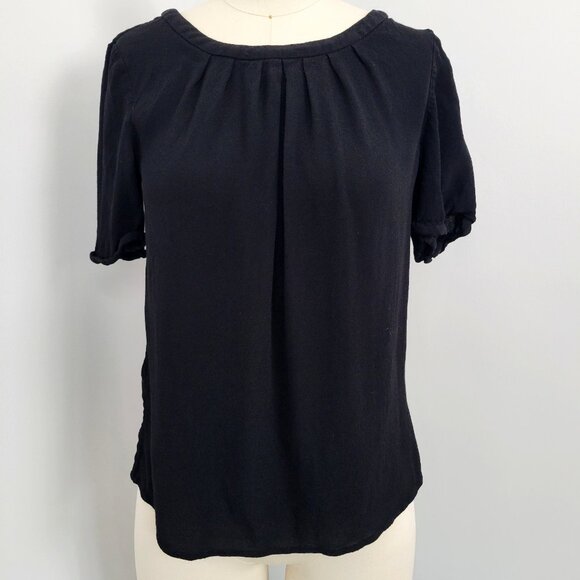 Boden Tops - Boden Rosalyn Tie Back Black Viscose Blouse Capsule Wardrobe